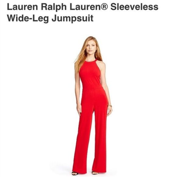 Gorgeous Ralph Lauren Red Sleeveless Wide-Leg Jumpsuit - Picture 8 of 16